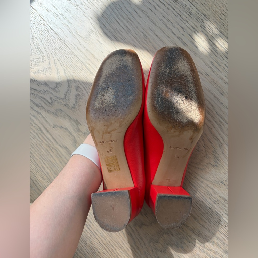Everlane The Day Heel Red Leather Size 6.5 Made in Italy - Picture 5 of 5